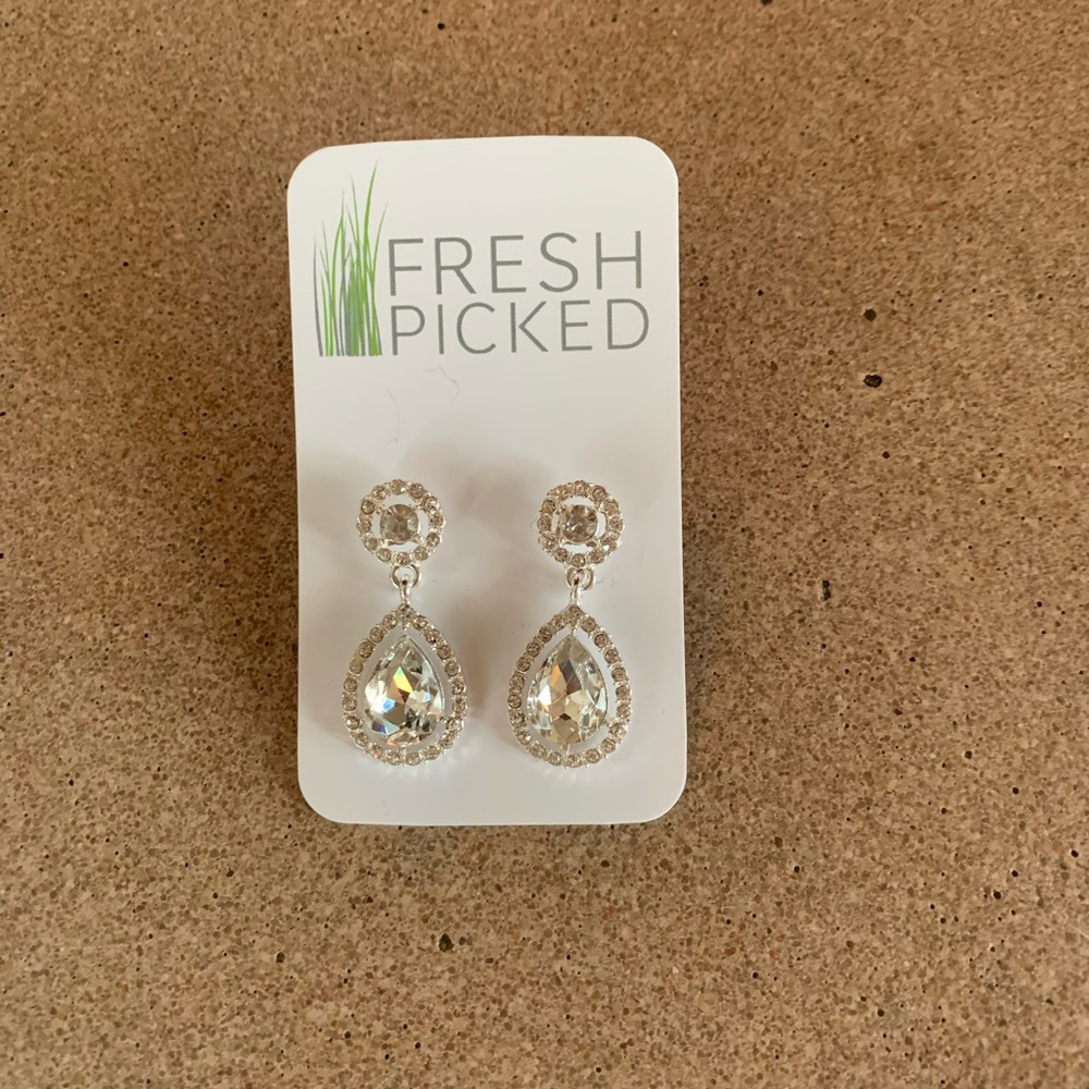 Silver “diamond” drop earrings